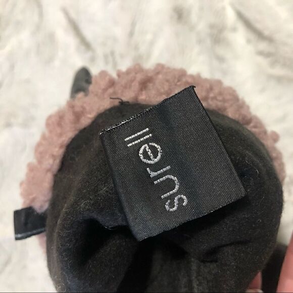 𝅺surell black leather and faux fur trim gloves size L - Picture 3 of 5